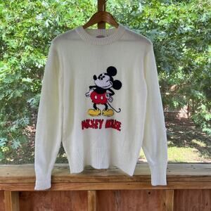 Disney Character Fashions Men's Vintage Mickey Mouse Sweater White Size S